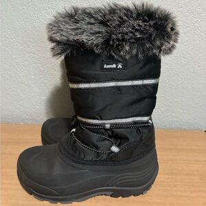 Kamik Black and Gray Kids Snow Boots